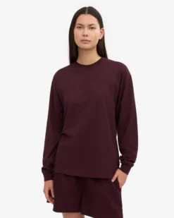 Oversized Organic LS T-Shirt - Oxblood Red
