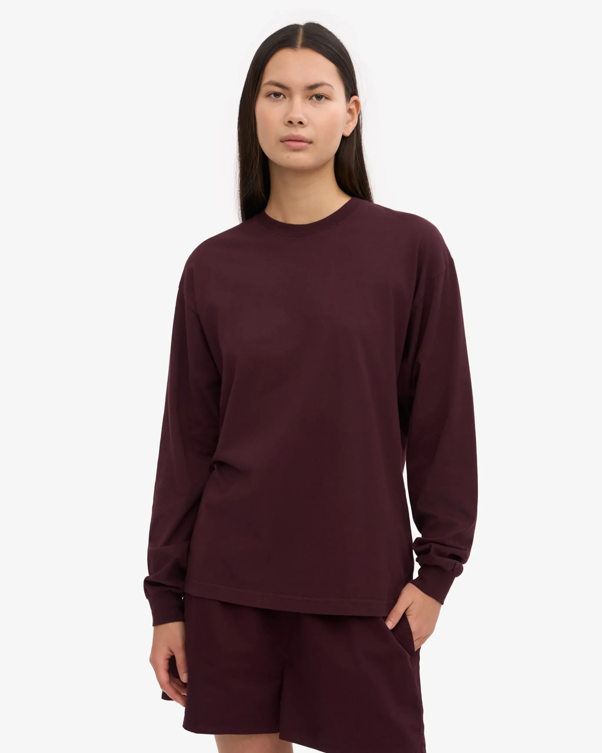 Oversized Organic LS T-Shirt - Oxblood Red