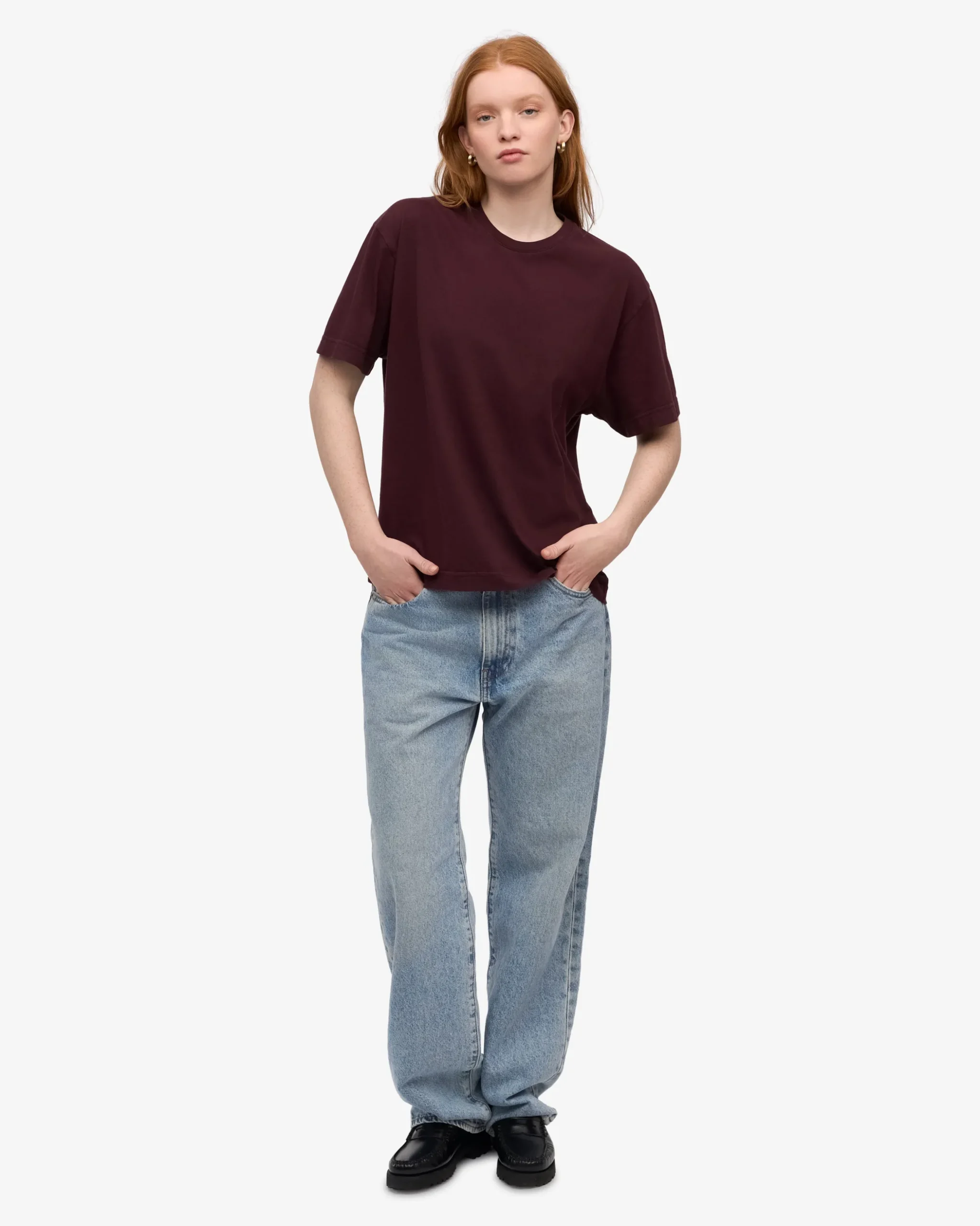 Oversized Organic T-Shirt - Oxblood Red (3-Pack)