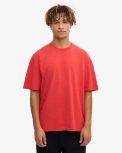 Oversized Organic T-Shirt - Red Tangerine