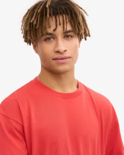 Oversized Organic T-Shirt - Red Tangerine