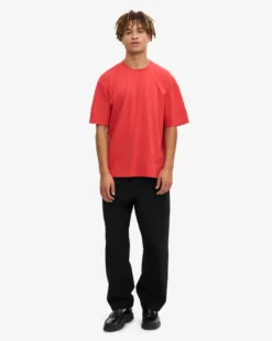 Oversized Organic T-Shirt - Red Tangerine
