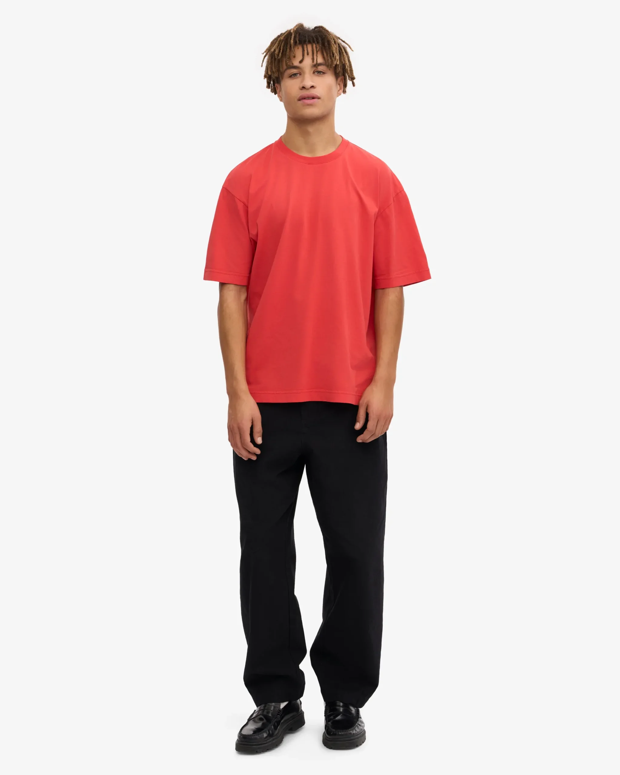 Oversized Organic T-Shirt - Red Tangerine