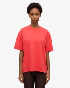 Oversized Organic T-Shirt - Red Tangerine