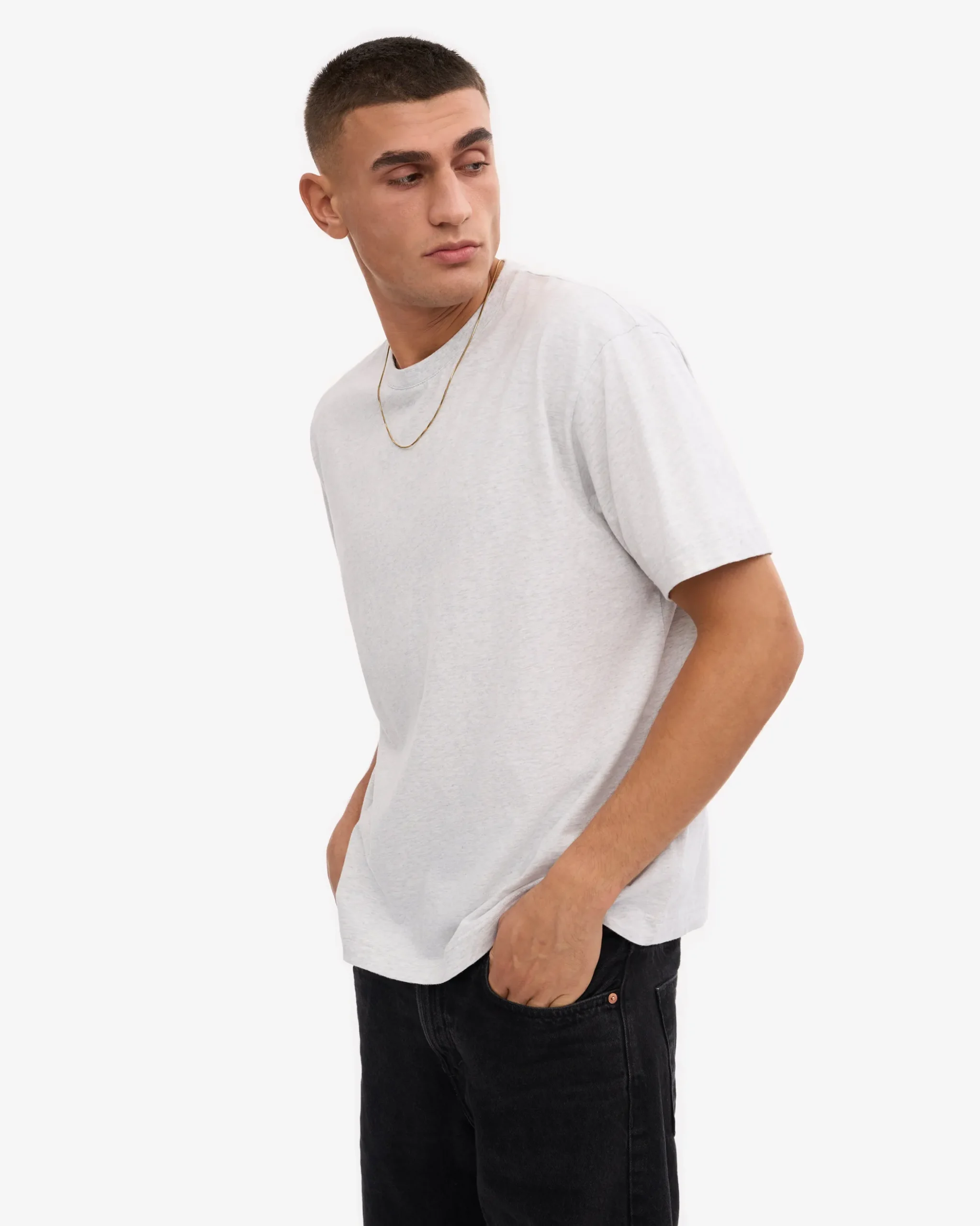 Oversized Organic T-Shirt - Snow Melange