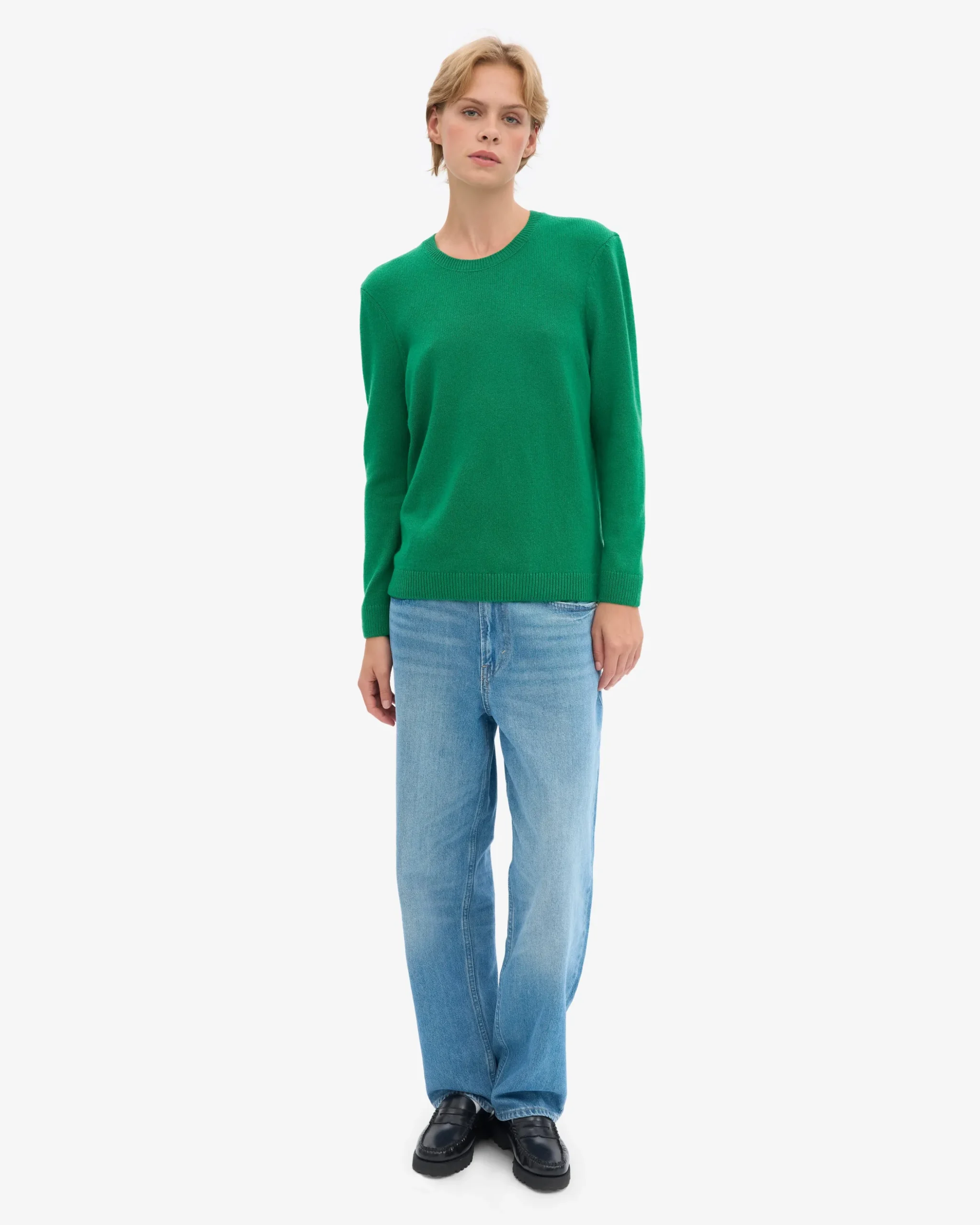 Women Classic Merino Wool Crew - Kelly Green