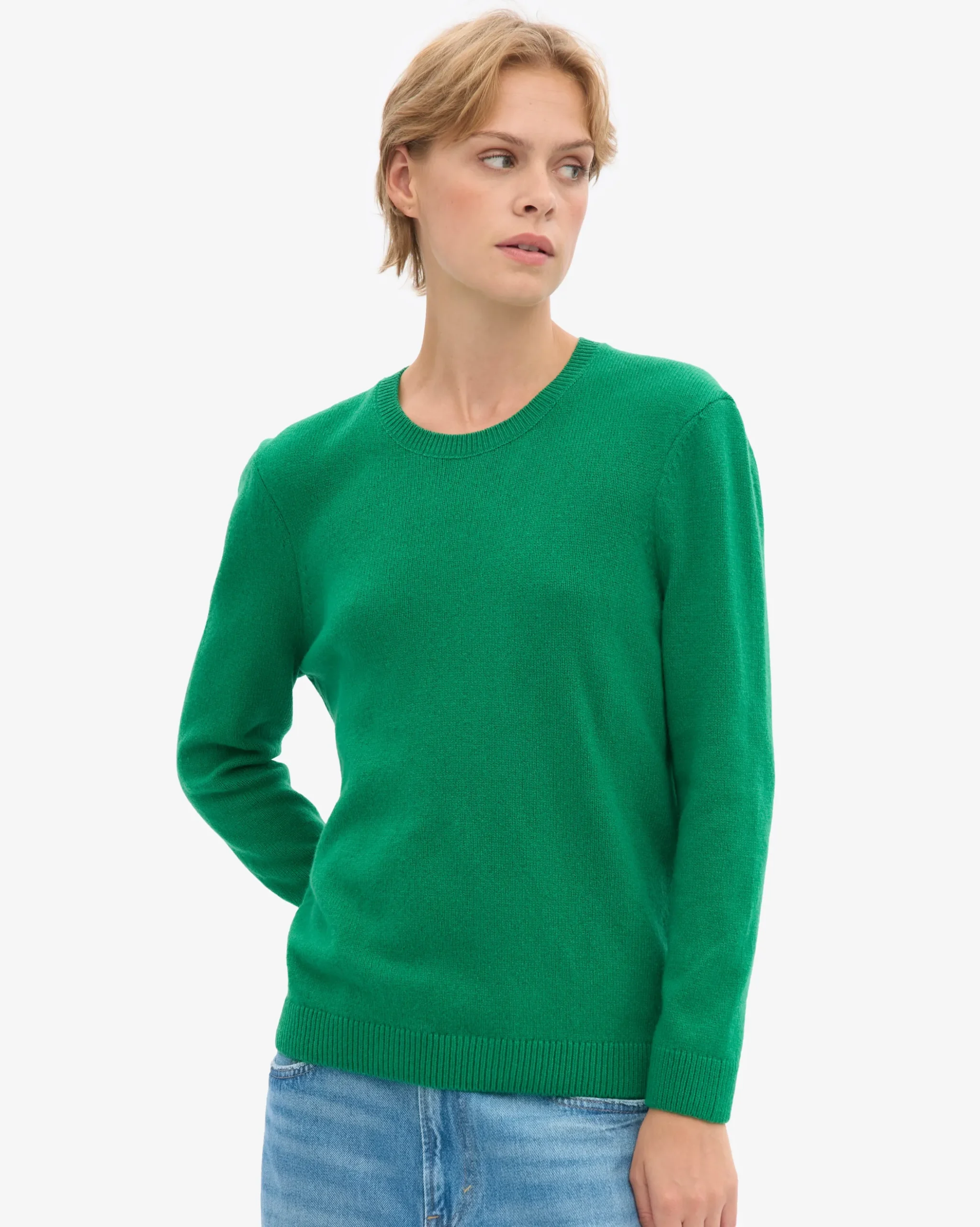 Women Classic Merino Wool Crew - Kelly Green