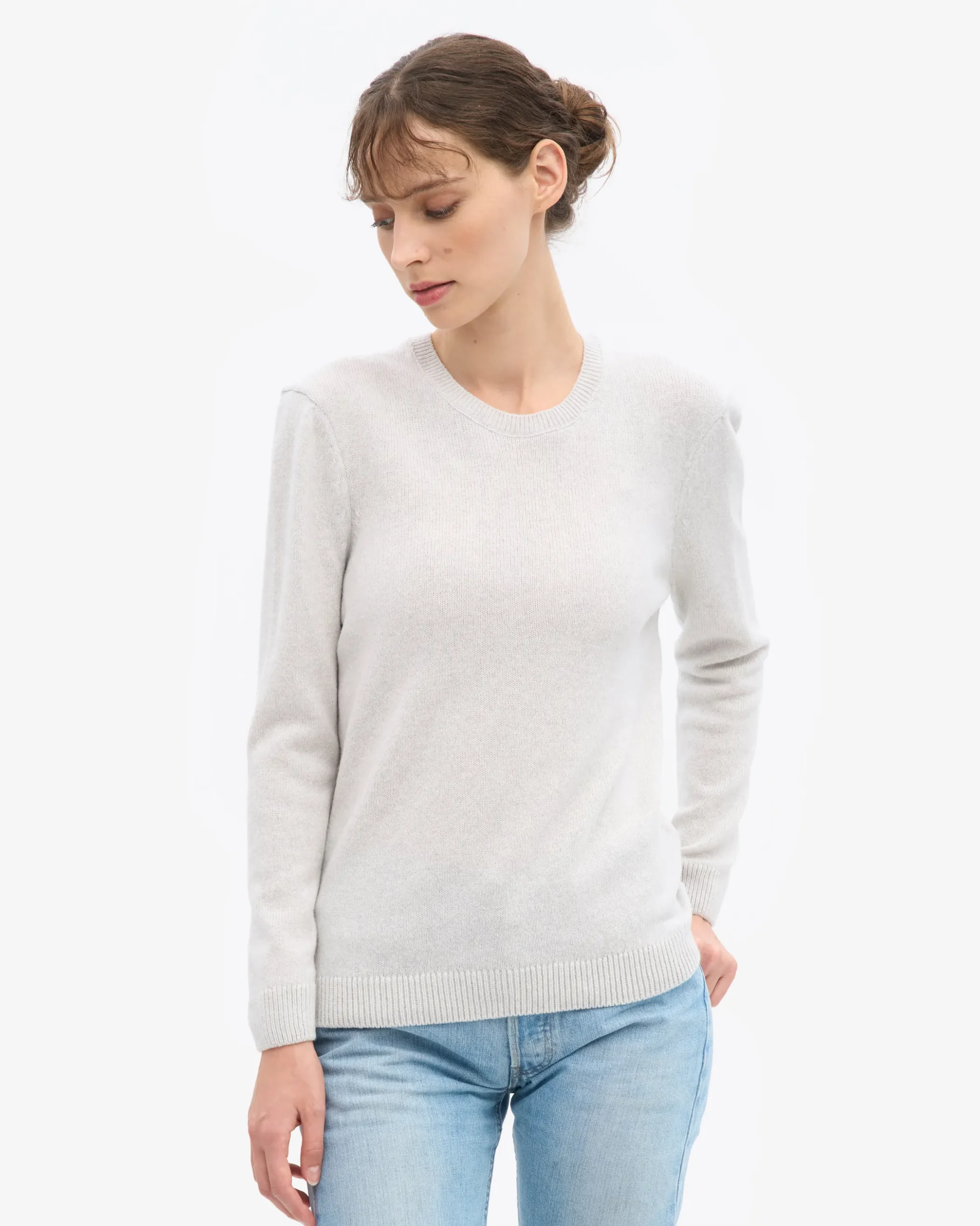 Women Classic Merino Wool Crew - Snow Melange