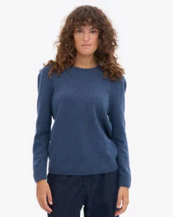 Women Classic Merino Wool Crew - Petrol Blue