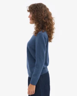 Women Classic Merino Wool Crew - Petrol Blue