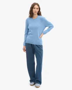Women Classic Merino Wool Crew - Seaside Blue