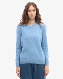 Women Classic Merino Wool Crew - Seaside Blue
