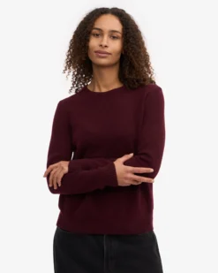 Women Classic Merino Wool Crew - Oxblood Red