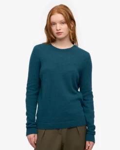 Women Classic Merino Wool Crew - Ocean Green