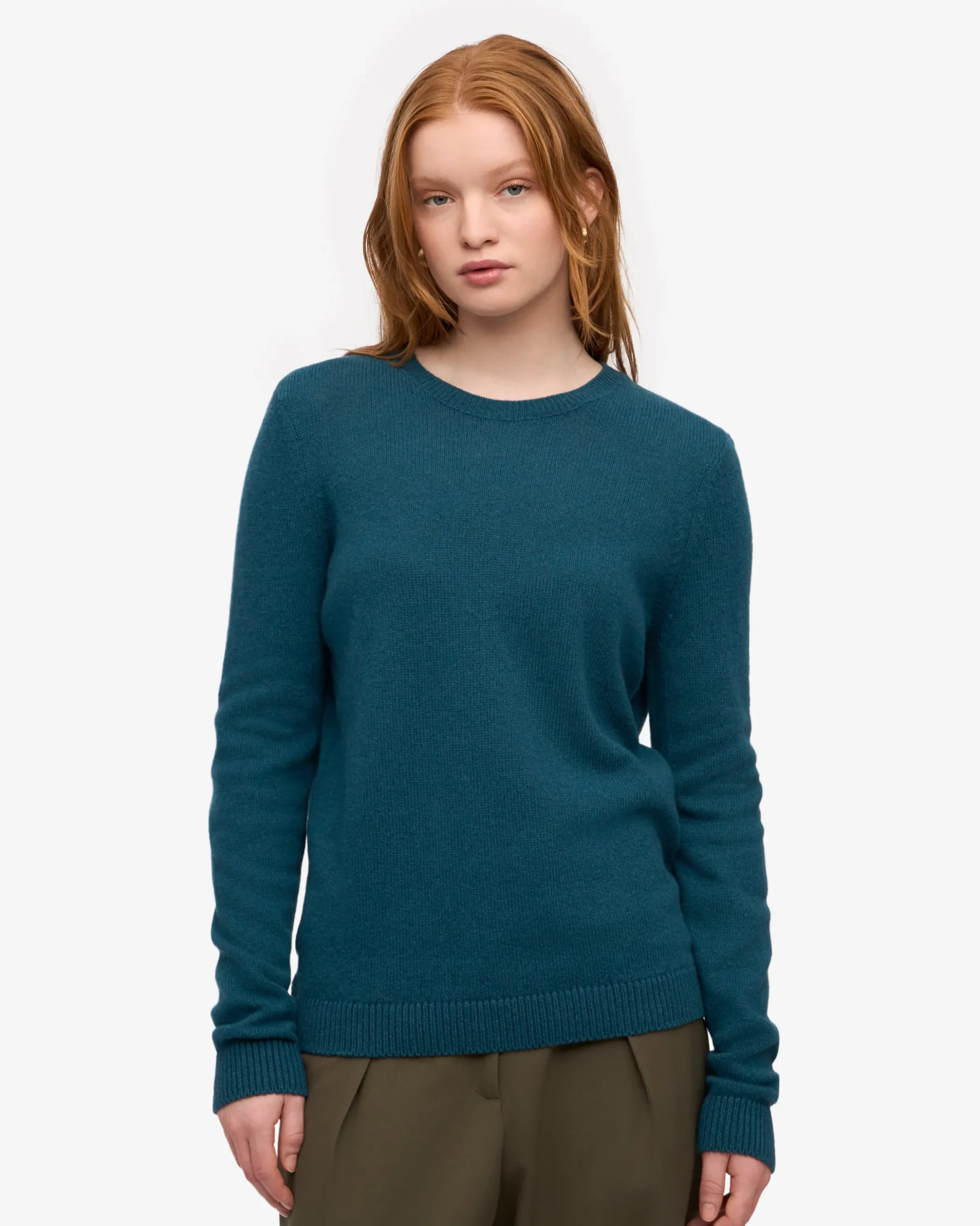 Women Classic Merino Wool Crew - Ocean Green