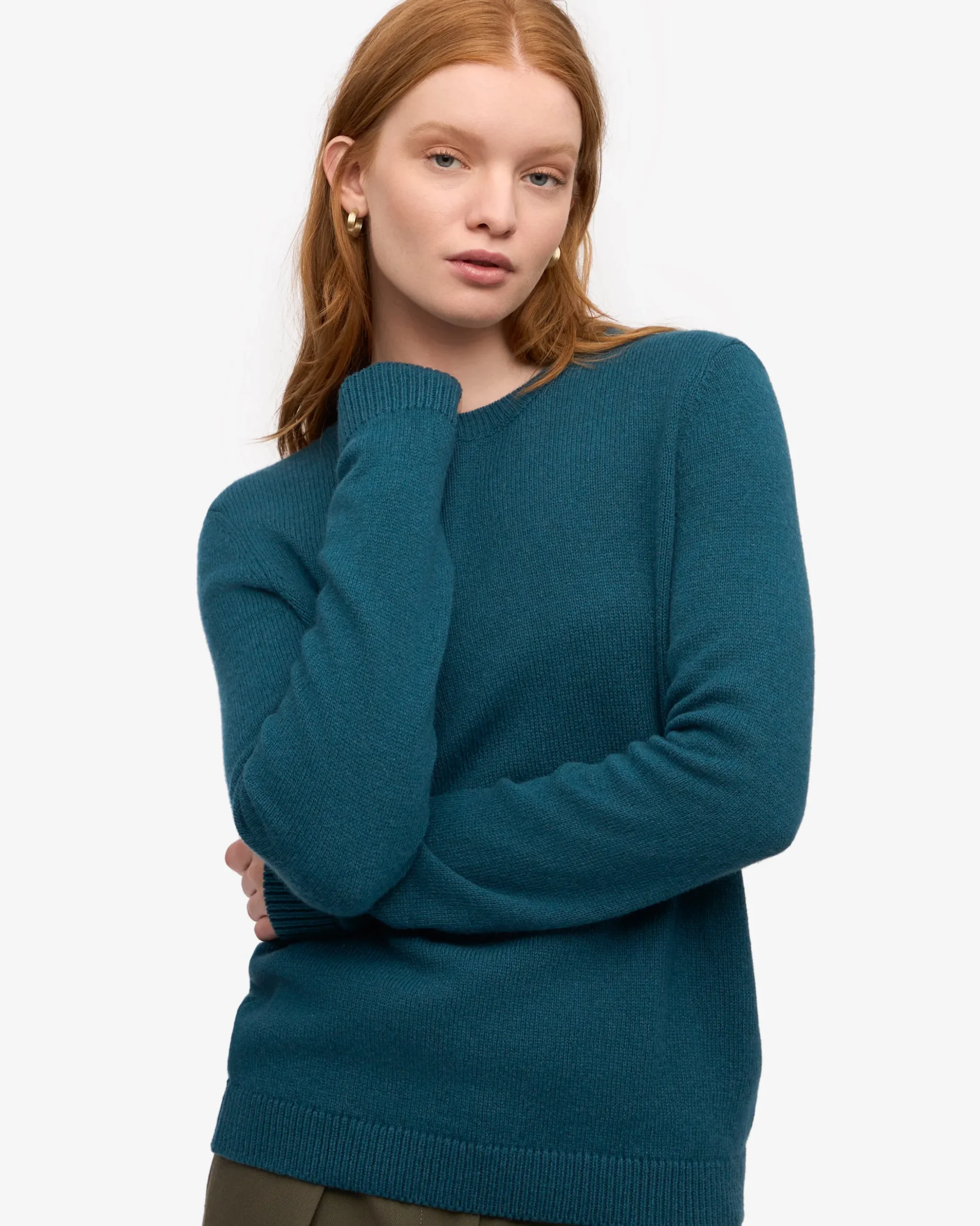 Women Classic Merino Wool Crew - Ocean Green
