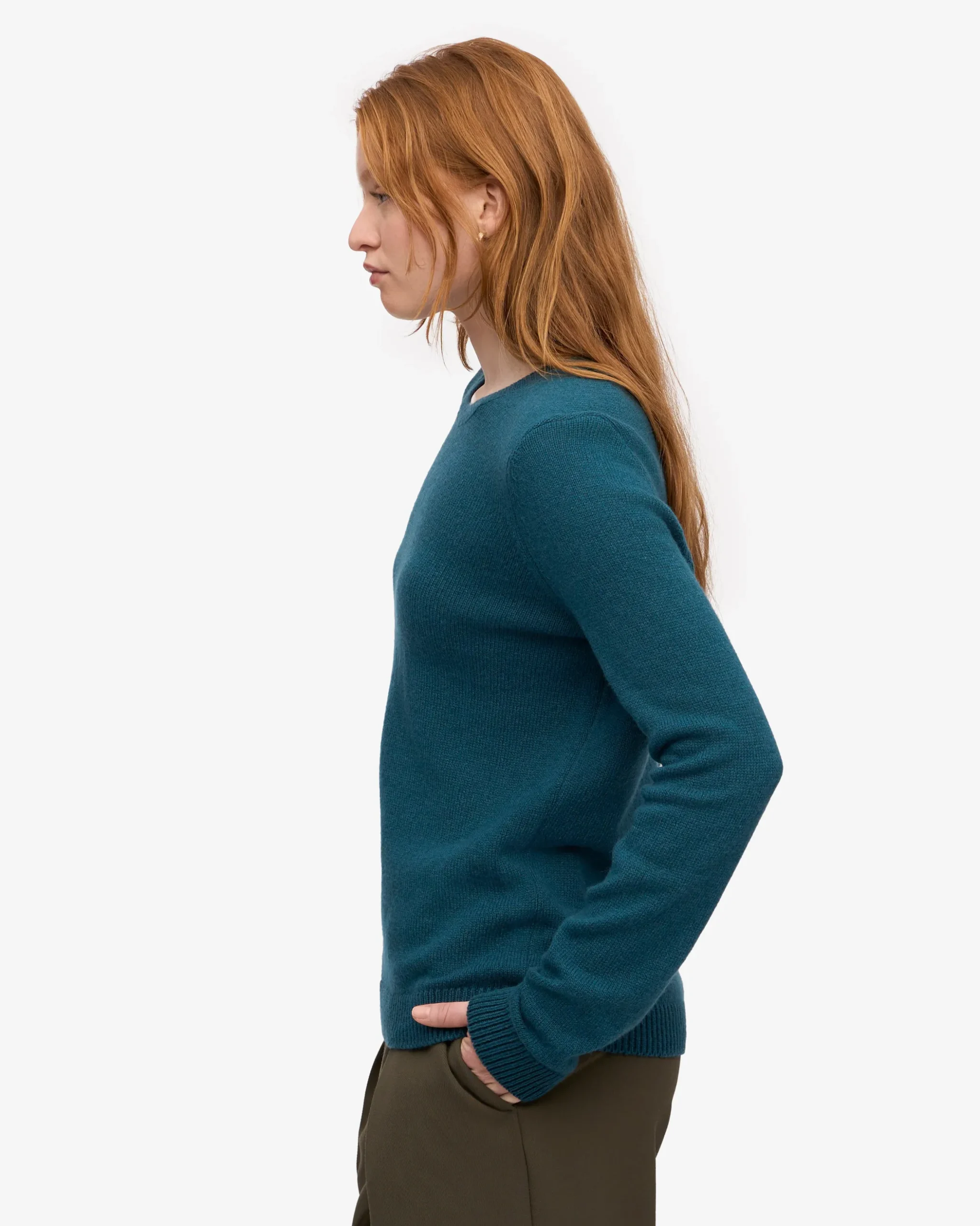 Women Classic Merino Wool Crew - Ocean Green