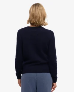 Women Classic Merino Wool Crew - Navy Blue