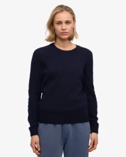 Women Classic Merino Wool Crew - Navy Blue