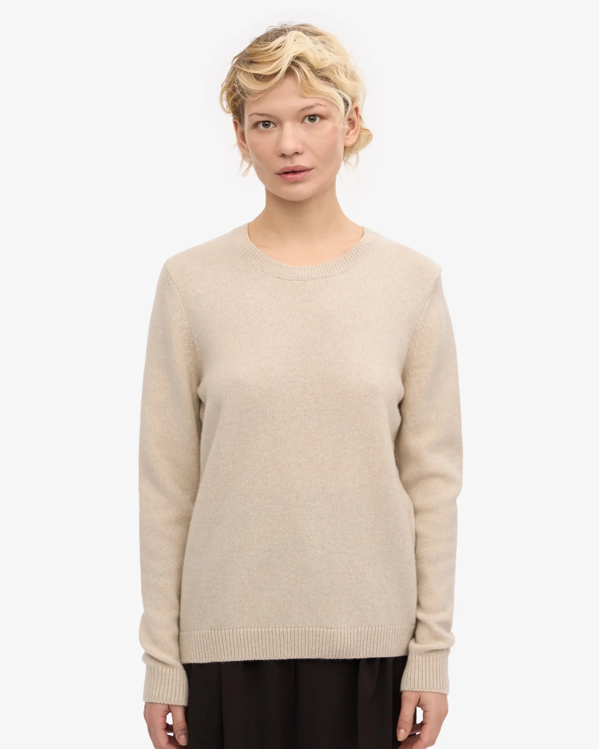 Women Classic Merino Wool Crew - Ivory White