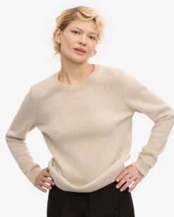 Women Classic Merino Wool Crew - Ivory White