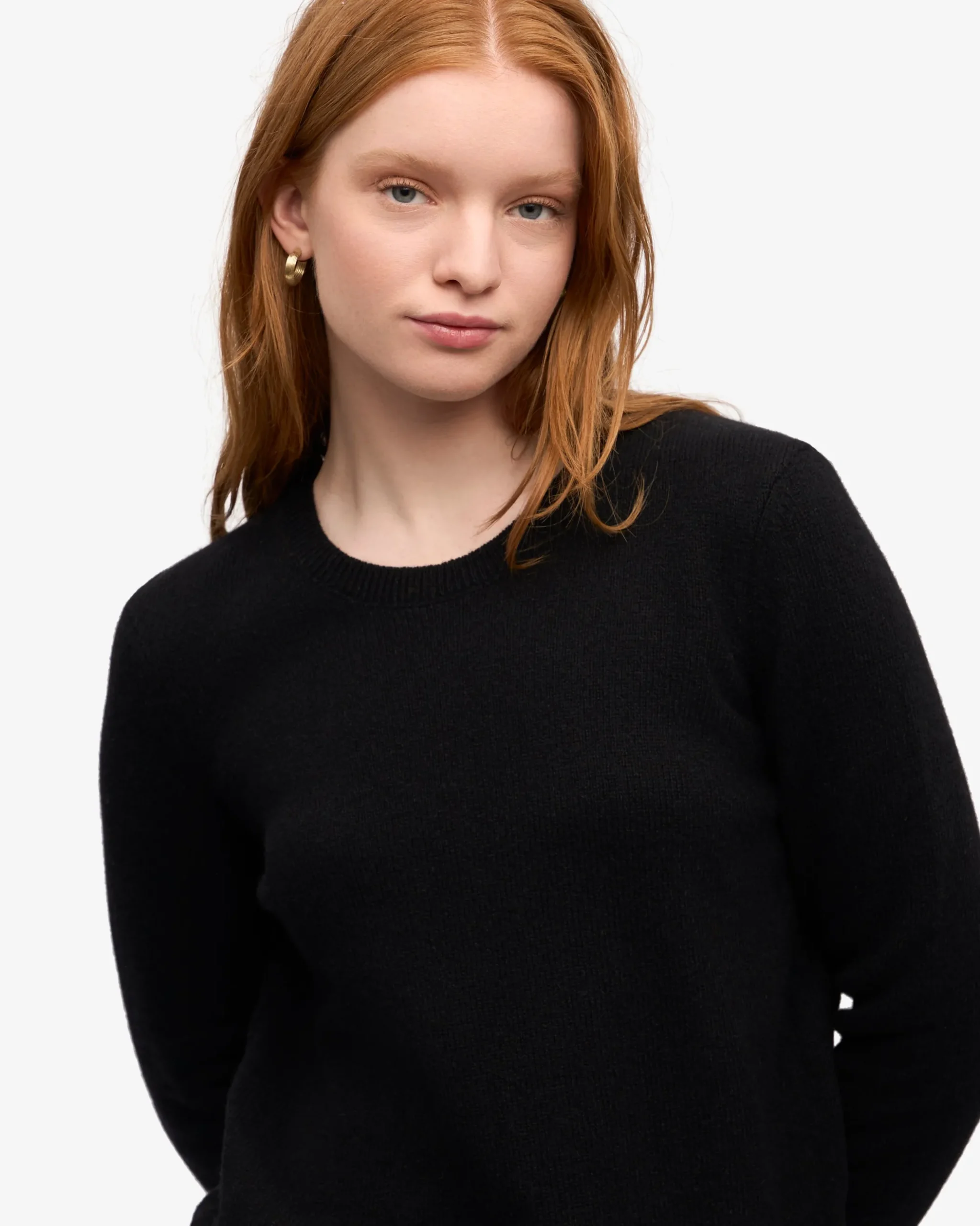 Women Classic Merino Wool Crew - Deep Black