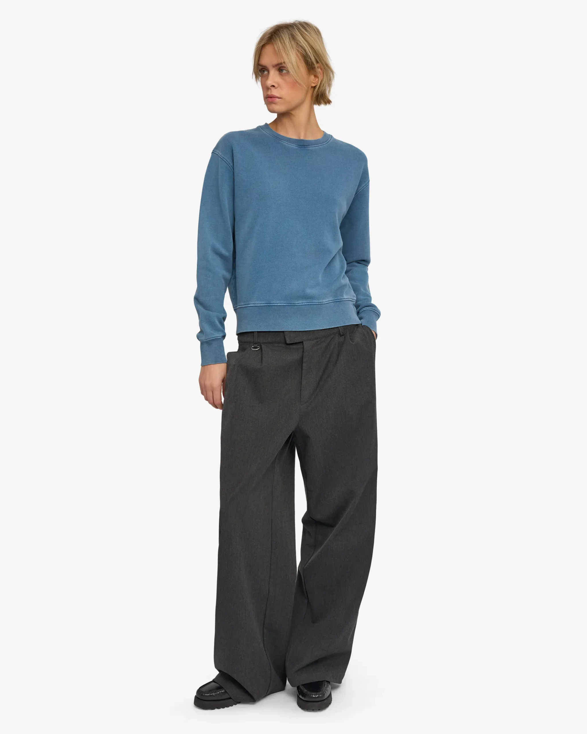 Women Classic Organic Crew - Faded Indigo