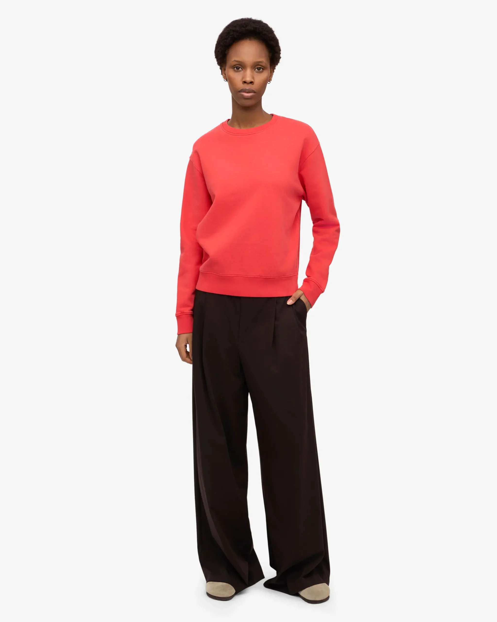 Women Classic Organic Crew - Red Tangerine