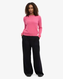 Women Light Merino Wool Crew - Bubblegum Pink