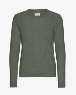 Women Light Merino Wool Crew - Dusty Olive