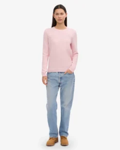 Women Light Merino Wool Crew - Faded Pink