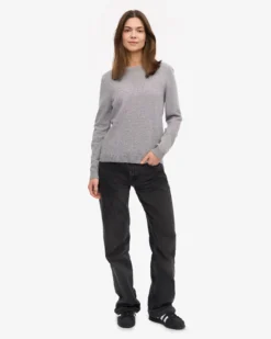 Women Light Merino Wool Crew - Heather Grey