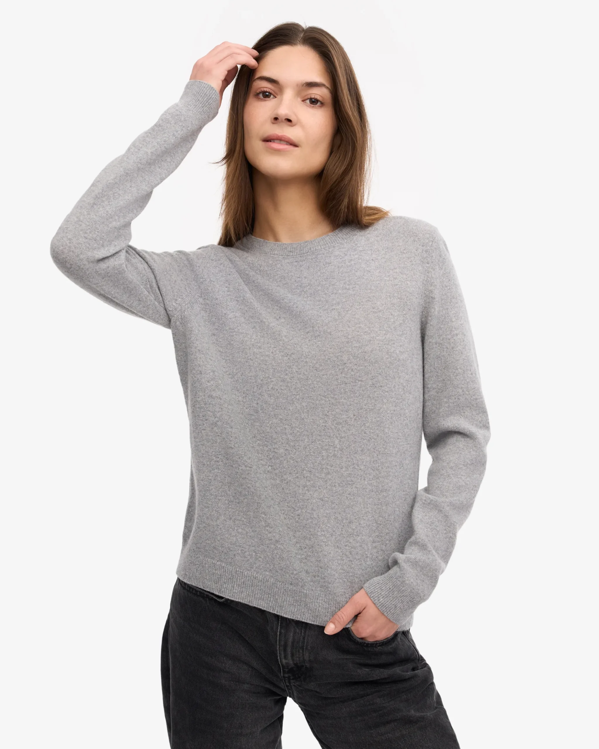 Women Light Merino Wool Crew - Heather Grey