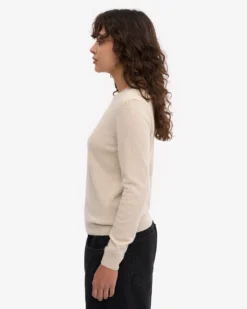 Women Light Merino Wool Crew - Ivory White