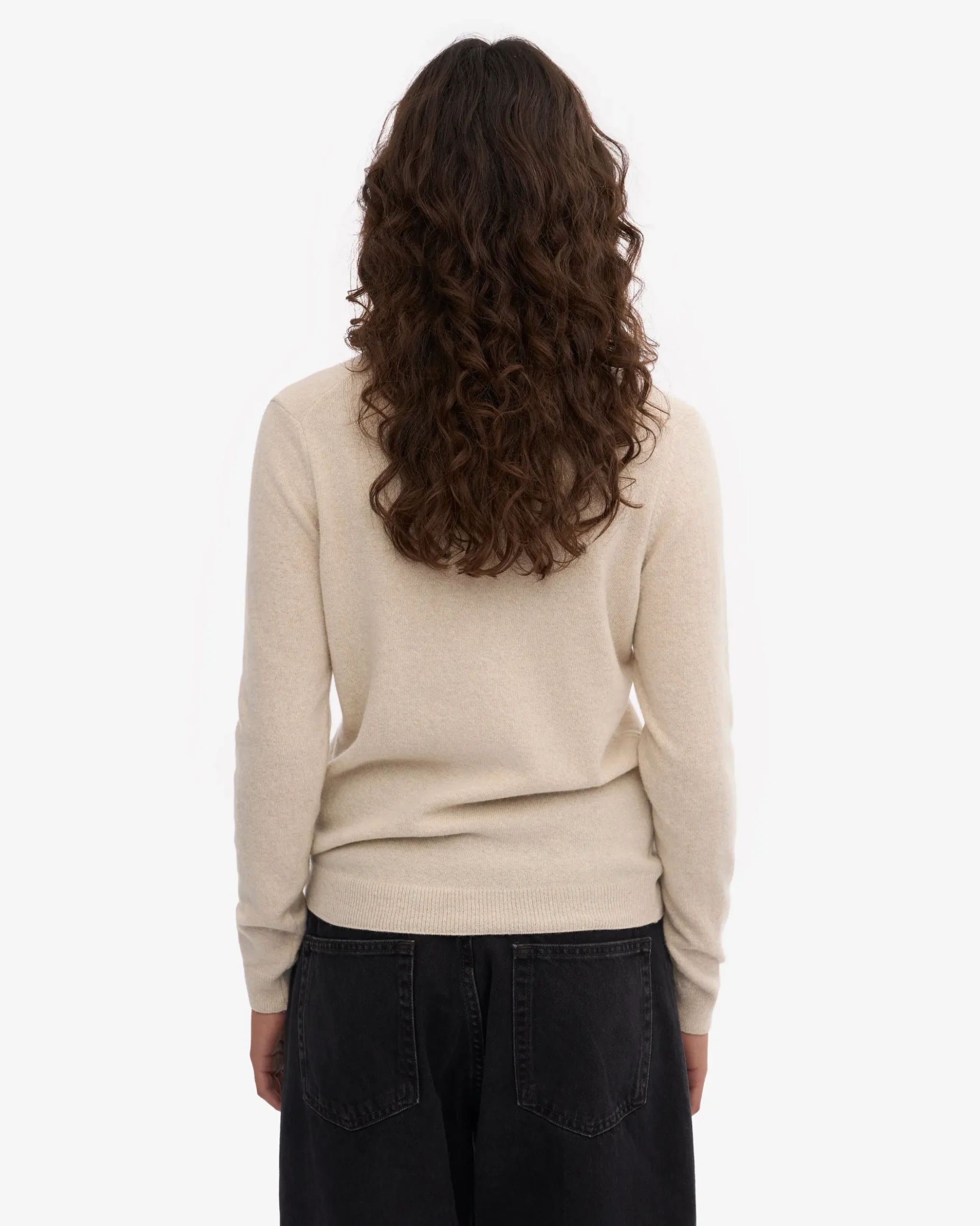 Women Light Merino Wool Crew - Ivory White