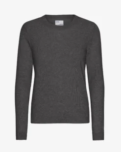 Women Light Merino Wool Crew - Lava Grey