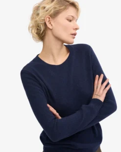 Women Light Merino Wool Crew - Marine Blue