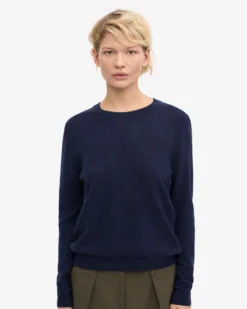 Women Light Merino Wool Crew - Marine Blue