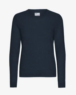 Women Light Merino Wool Crew - Navy Blue