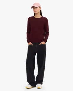 Women Light Merino Wool Crew - Oxblood Red
