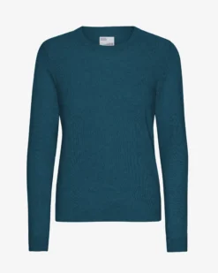 Women Light Merino Wool Crew - Ocean Green