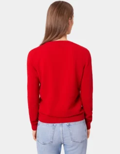 Women Light Merino Wool Crew - Scarlet Red