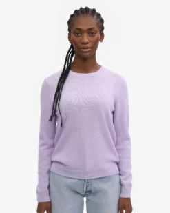 Women Light Merino Wool Crew - Soft Lavender