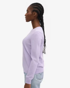 Women Light Merino Wool Crew - Soft Lavender
