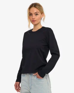 Women Organic LS T-Shirt - Deep Black