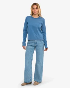 Women Organic LS T-Shirt - Faded Indigo