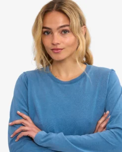 Women Organic LS T-Shirt - Faded Indigo