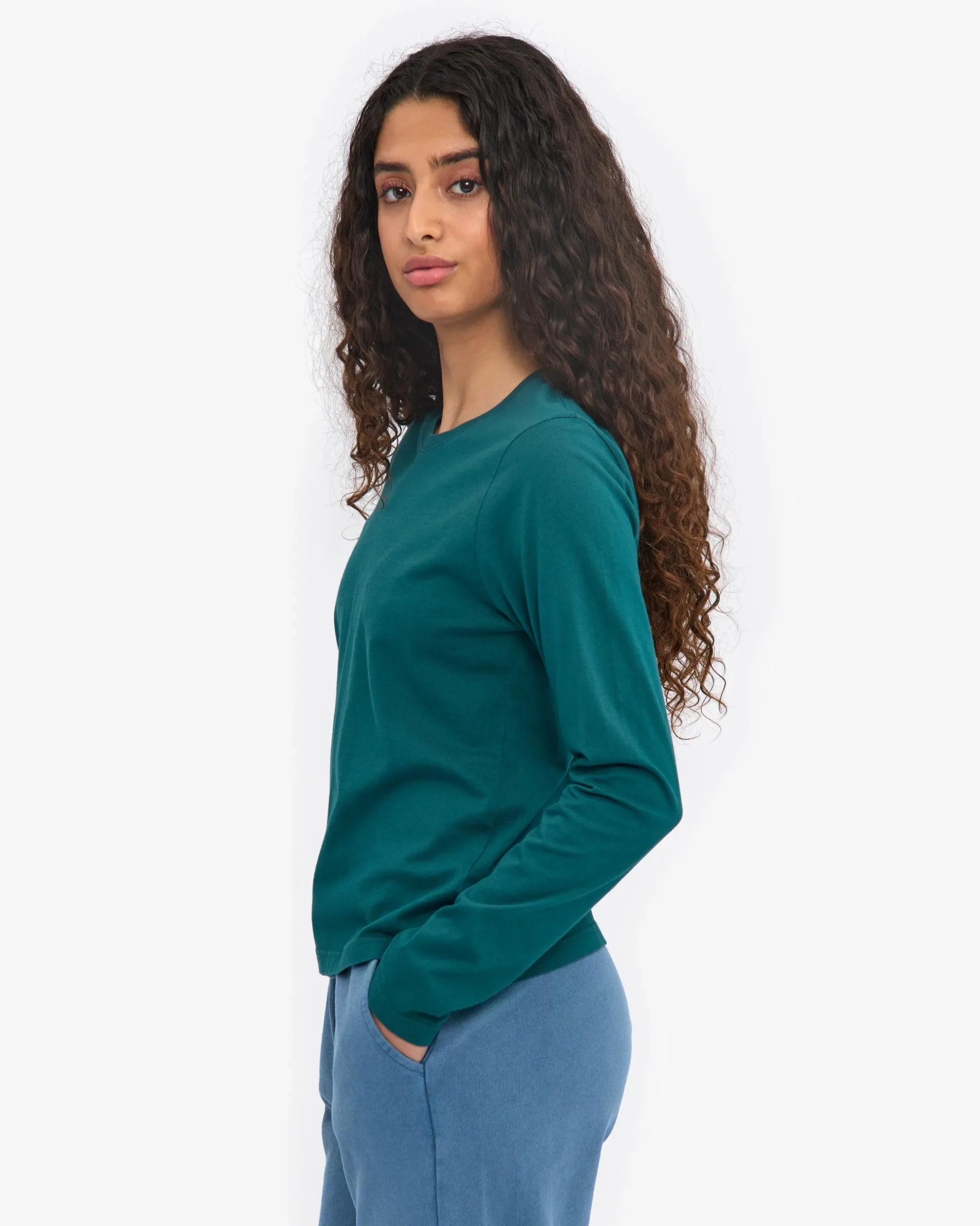 Women Organic LS T-Shirt - Ocean Green