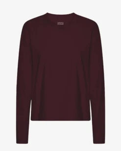 Women Organic LS T-Shirt - Oxblood Red