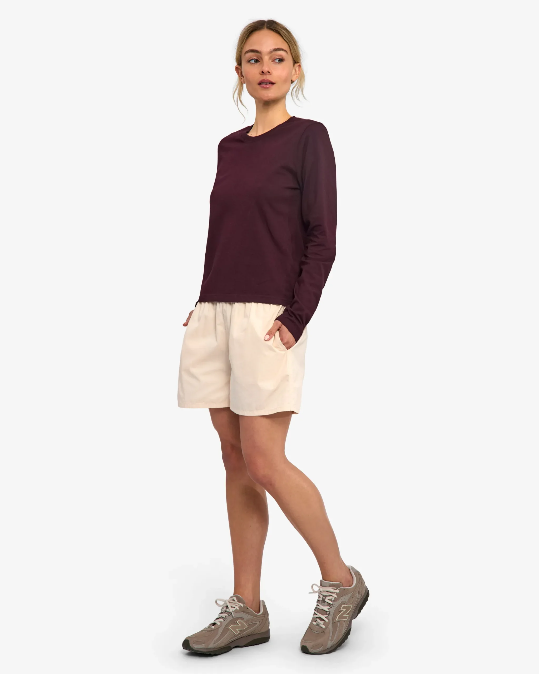 Women Organic LS T-Shirt - Oxblood Red
